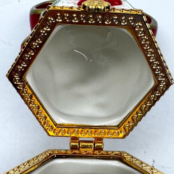 Fitz and Floyd Christmas Bells Hinged Trinket Box Holiday Ceramic Candy Jar Hand - Picture 9 of 12